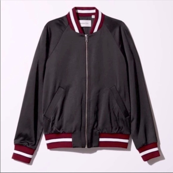 Babaton Chelsey Satin Black Bomber Jacket - Picture 2 of 6